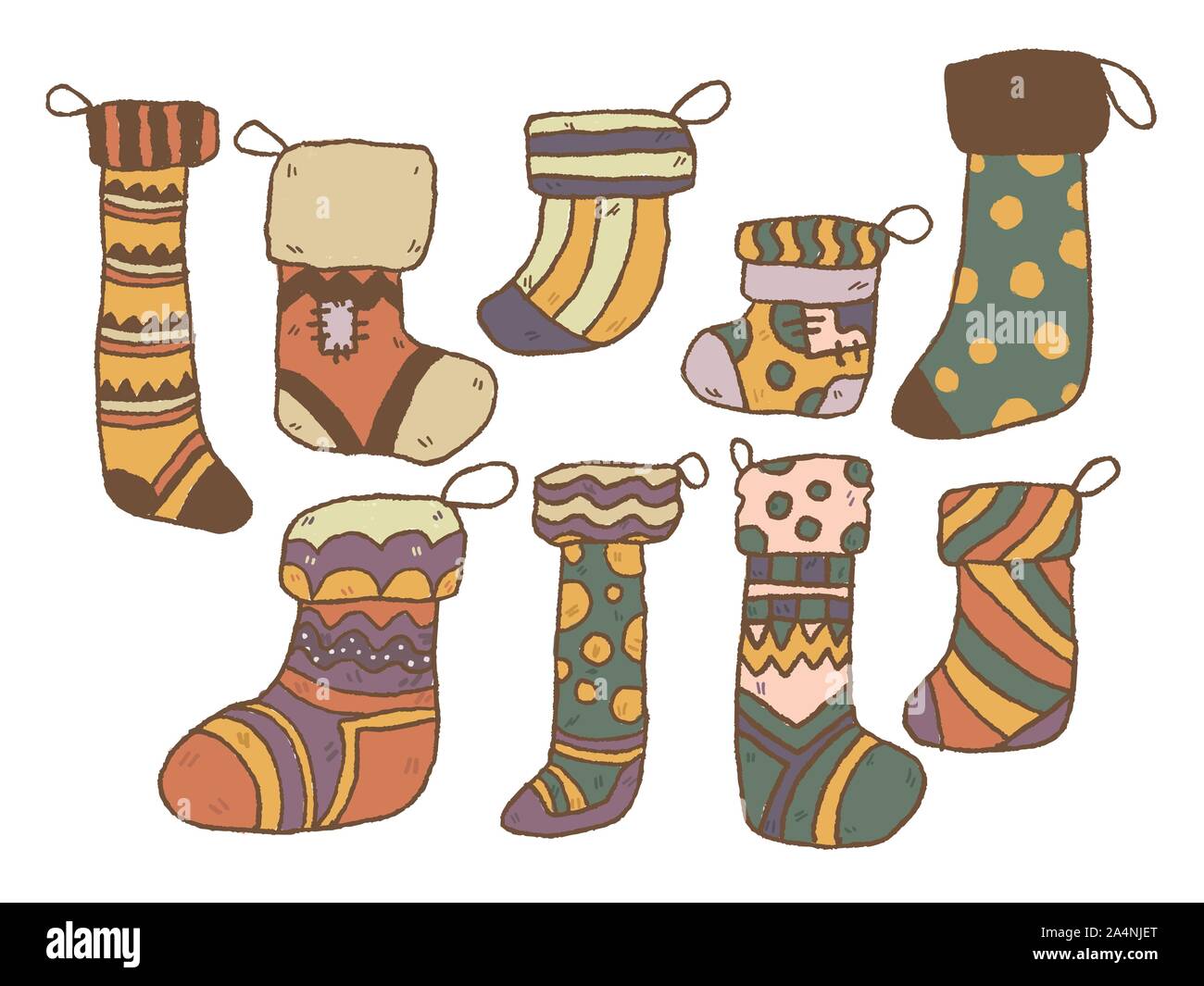 Weihnachten doodle Socken premium Vektor Stock Vektor