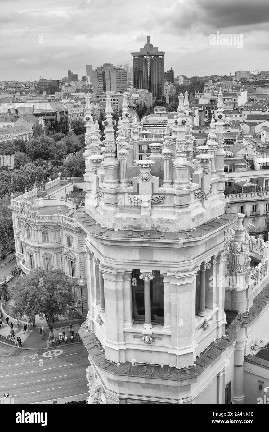 Mauerwerk Turm der Cibeles Palace in Madrid, Spanien Stockfoto