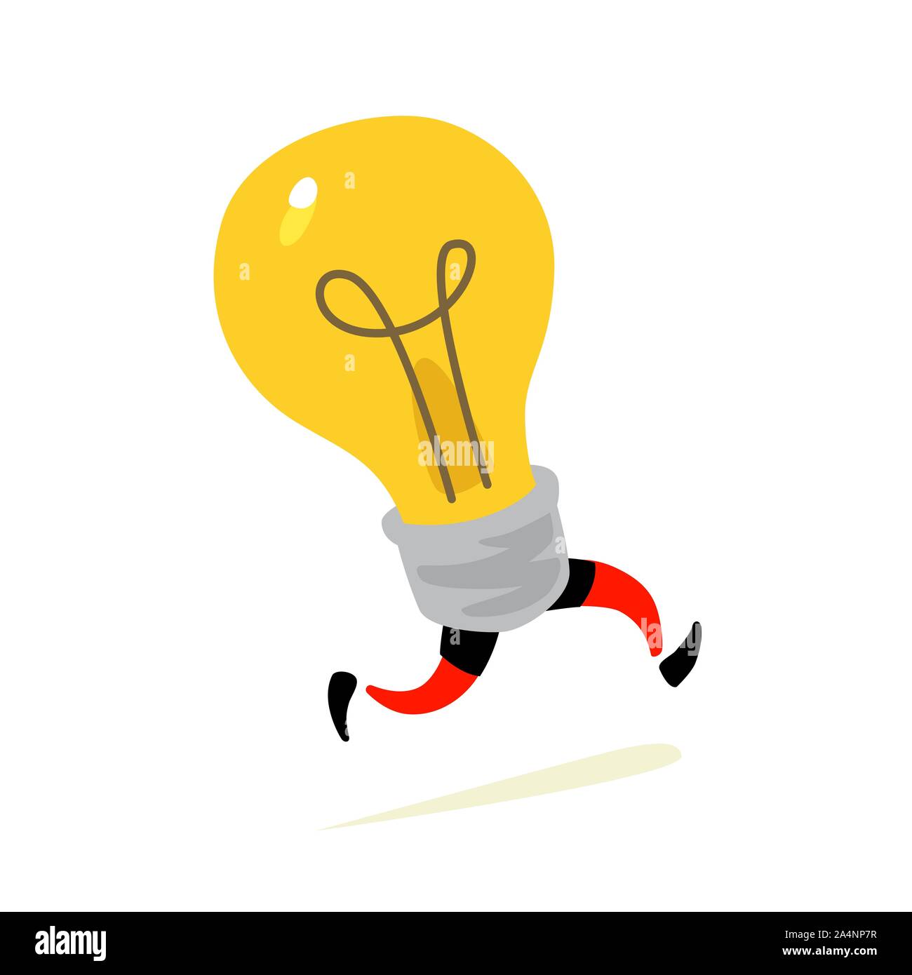 Abbildung: Eine laufende Glühbirne. Vektor. Zeichen das Symbol eines gelben Lampe, Lichtquelle. Metapher einer Idee kommen sich zu kümmern. Kreatives Denken rush Stock Vektor