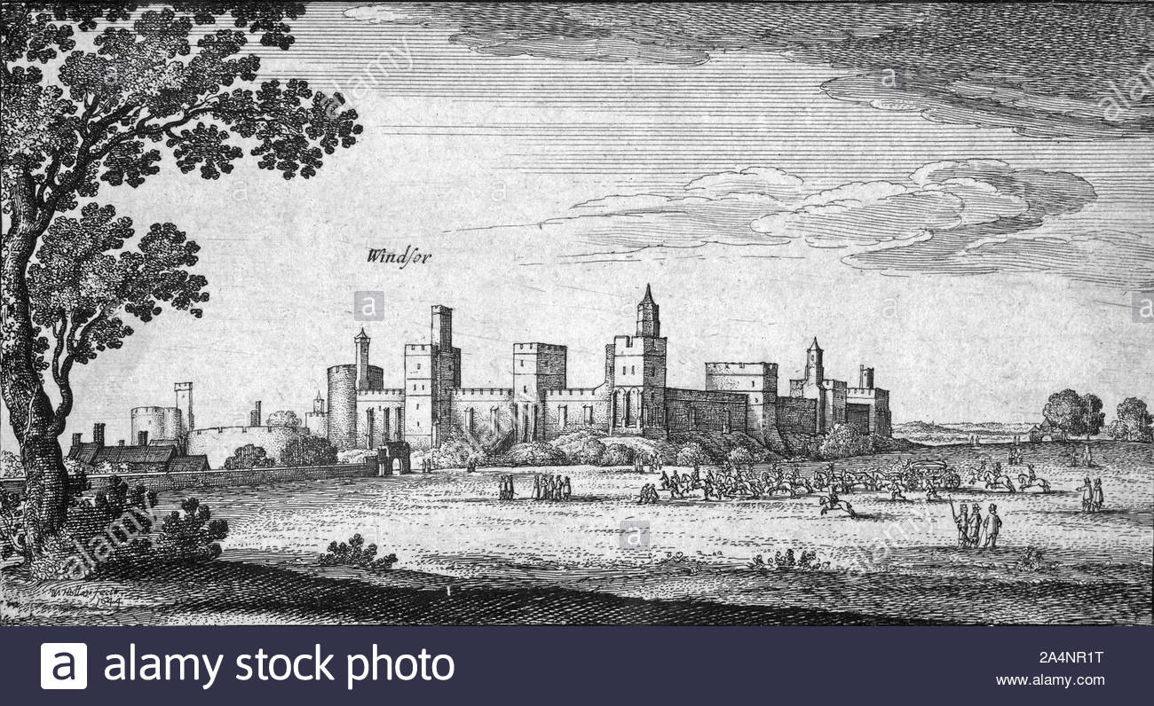 Windsor Castle, England, Radierung von Böhmische Kupferstecher Wenzel Hollar von 1644 Stockfoto