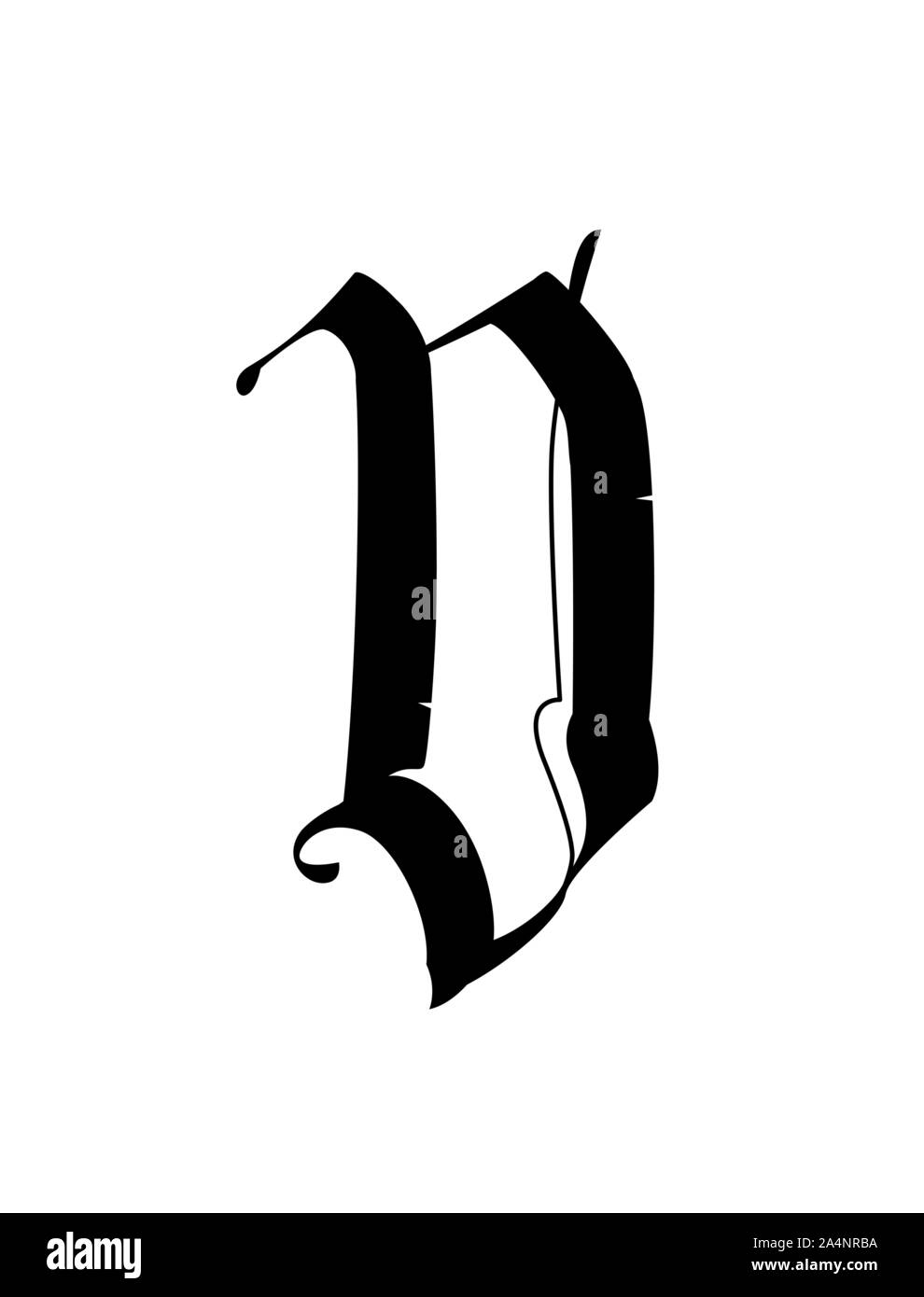 Buchstabe D, im gotischen Stil. Vektor. Alphabet. Das Symbol befindet sich  auf einem goldenen Hintergrund isoliert. Kalligraphie und Schrift.  Mittelalterlichen lateinischen Buchstaben. Logo Stock-Vektorgrafik - Alamy