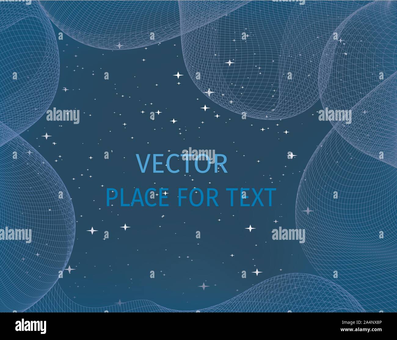 Sternenhimmel mit Drahtgitter dynamische Welle Textfeld für große Daten Vector Illustration Stock Vektor