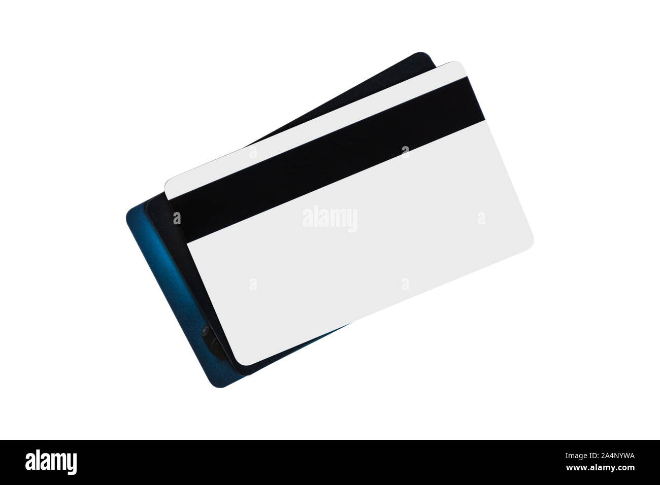 Bank Kreditkarte auf weißem Hintergrund. Leer. Mockup für Design. Stockfoto