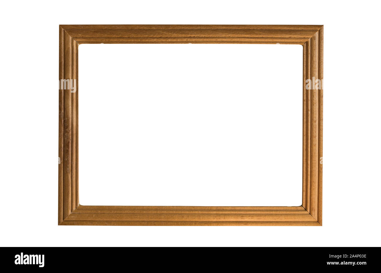 Leere Holzrahmen auf weißem Hintergrund. Mockup für Design. Holz Bilderrahmen Hintergrund. Fashion Foto Grenze. Stockfoto