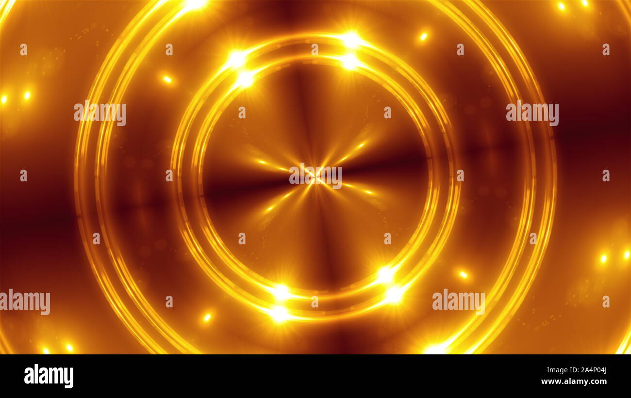 3D-Render von Orange fraktale leuchtet. Leuchtende. Computer-generierte Zusammenfassung Hintergrund von blinkenden Kreise. Stockfoto