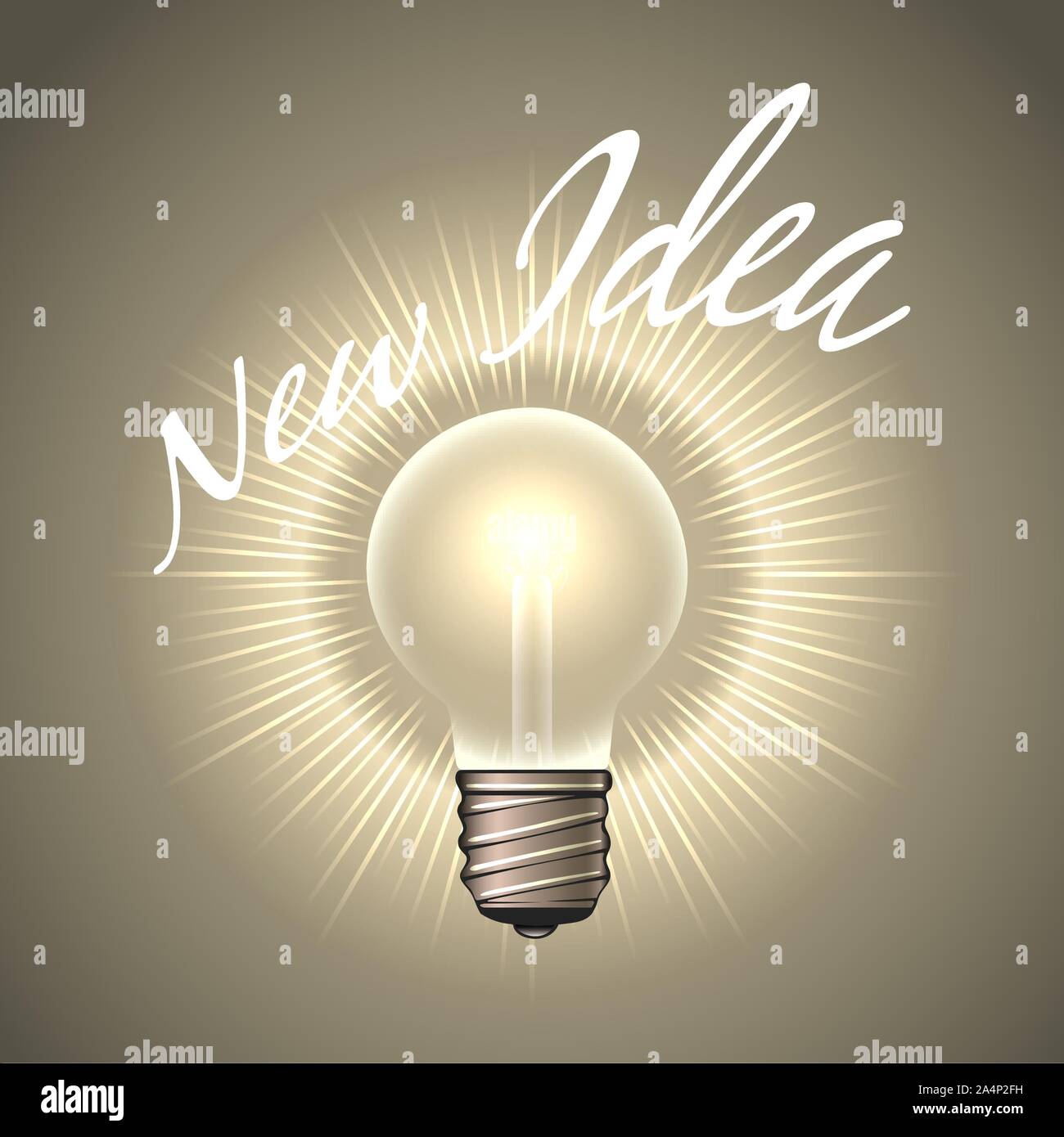 Elektrische Glühbirne mit Fassung neue Idee. Die menschliche Kreativität oder Inspiration Konzept Emblem. Vector Illustration. Stock Vektor