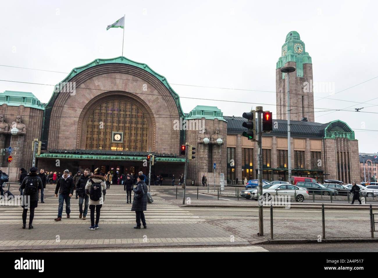 Hauptbahnhof Helsinki (Helsingin paarautatieasema), Bahnhof für Nahverkehr und Fernverkehr aus Helsinki, Finnland Stockfoto