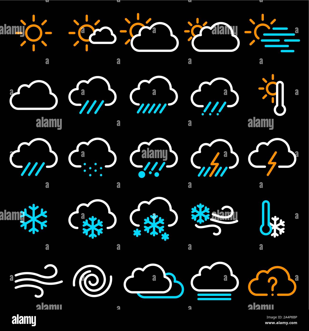 Thin Line Wetter Icon Set. Stock Vektor