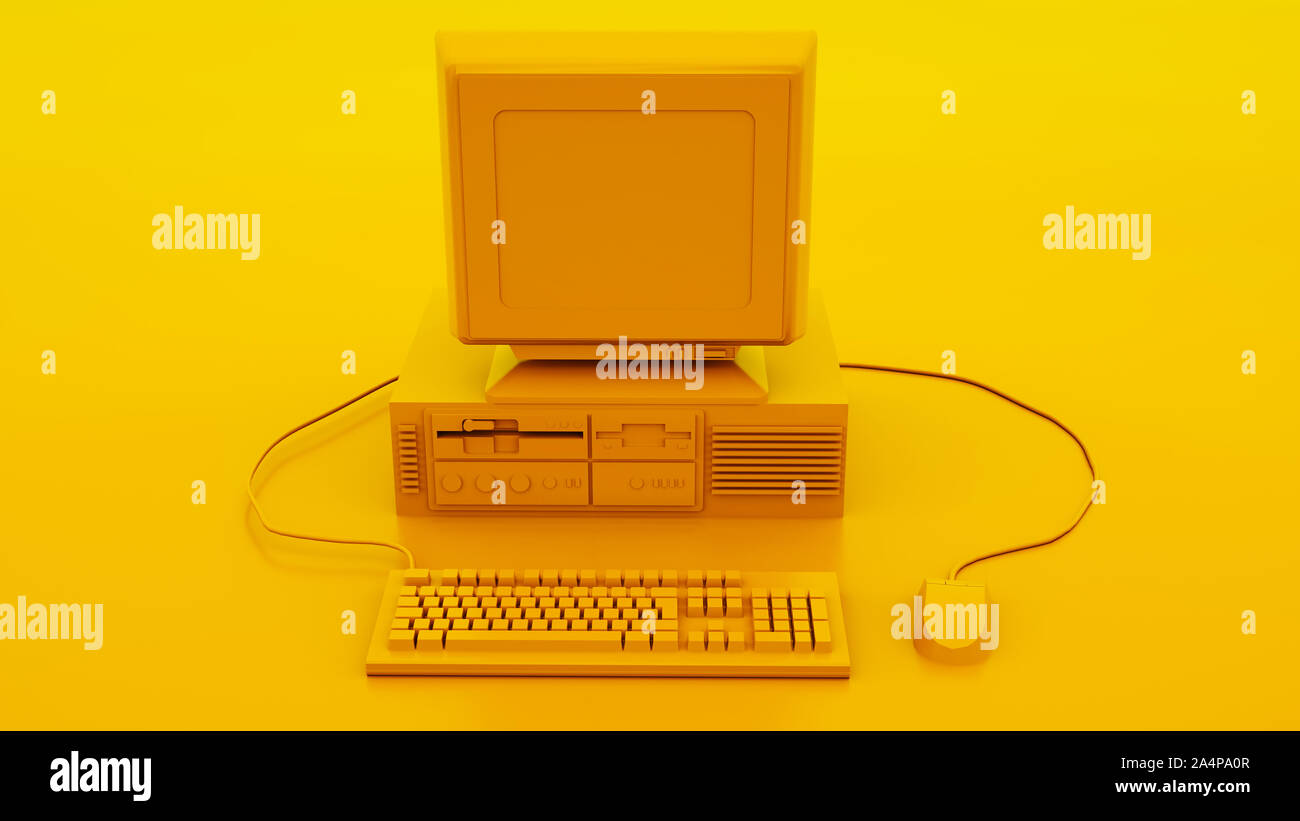 Retro Computer Tastatur und Maus. 3D-Darstellung. Stockfoto
