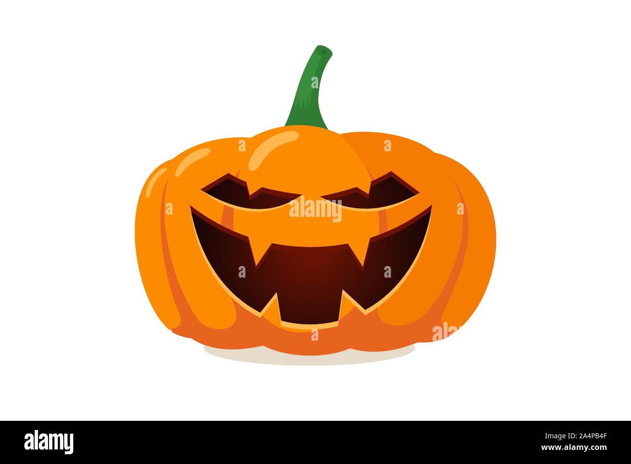 Gruselig gruselig Kürbis Jack o Laterne mit gruseligen Geist Lächeln. Traditionelle Happy halloween Feiertag Feier Horror Dekoration böse Symbol. Flache Vektorgrafik isoliert auf weißem Hintergrund Stock Vektor
