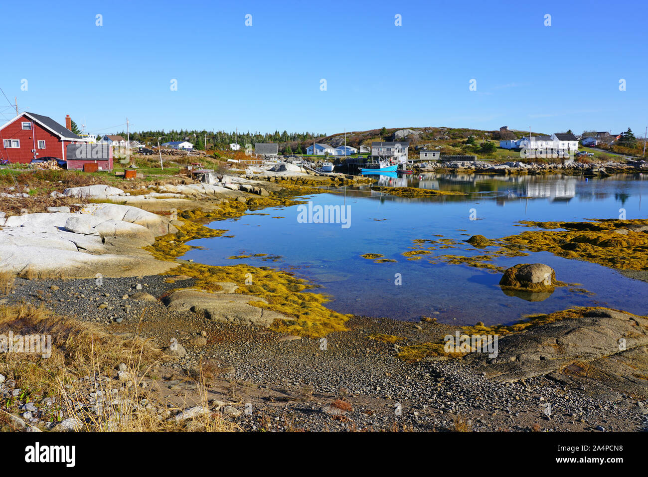 Untere Aussicht, NS, CANADA-6 OKT 2019 - Ansicht des unteren Aussicht, einem kleinen Fischerdorf an der Chebucto Halbinsel in der Nähe von Halifax, Nova Scotia. Stockfoto