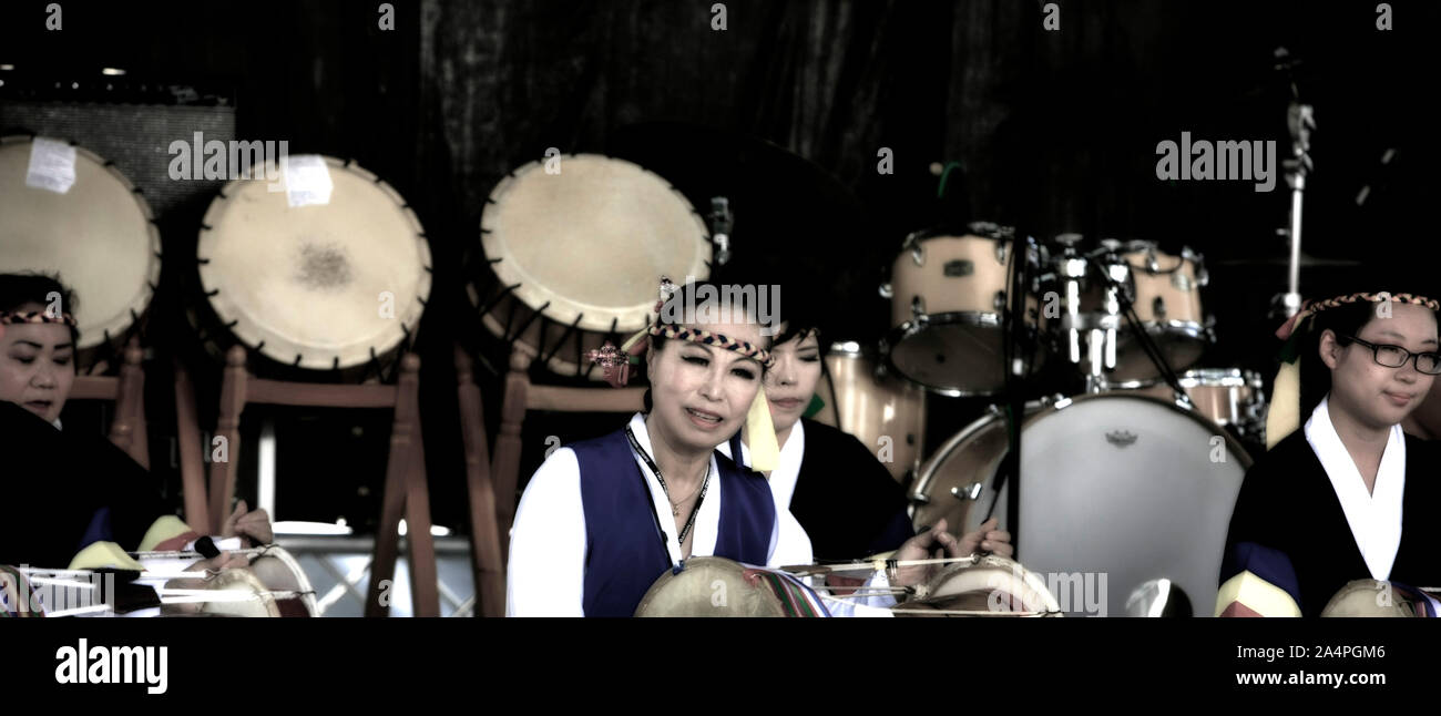 Koreanischen Trommler im Tucson treffen sich Folk Festival in Arizona. Stockfoto