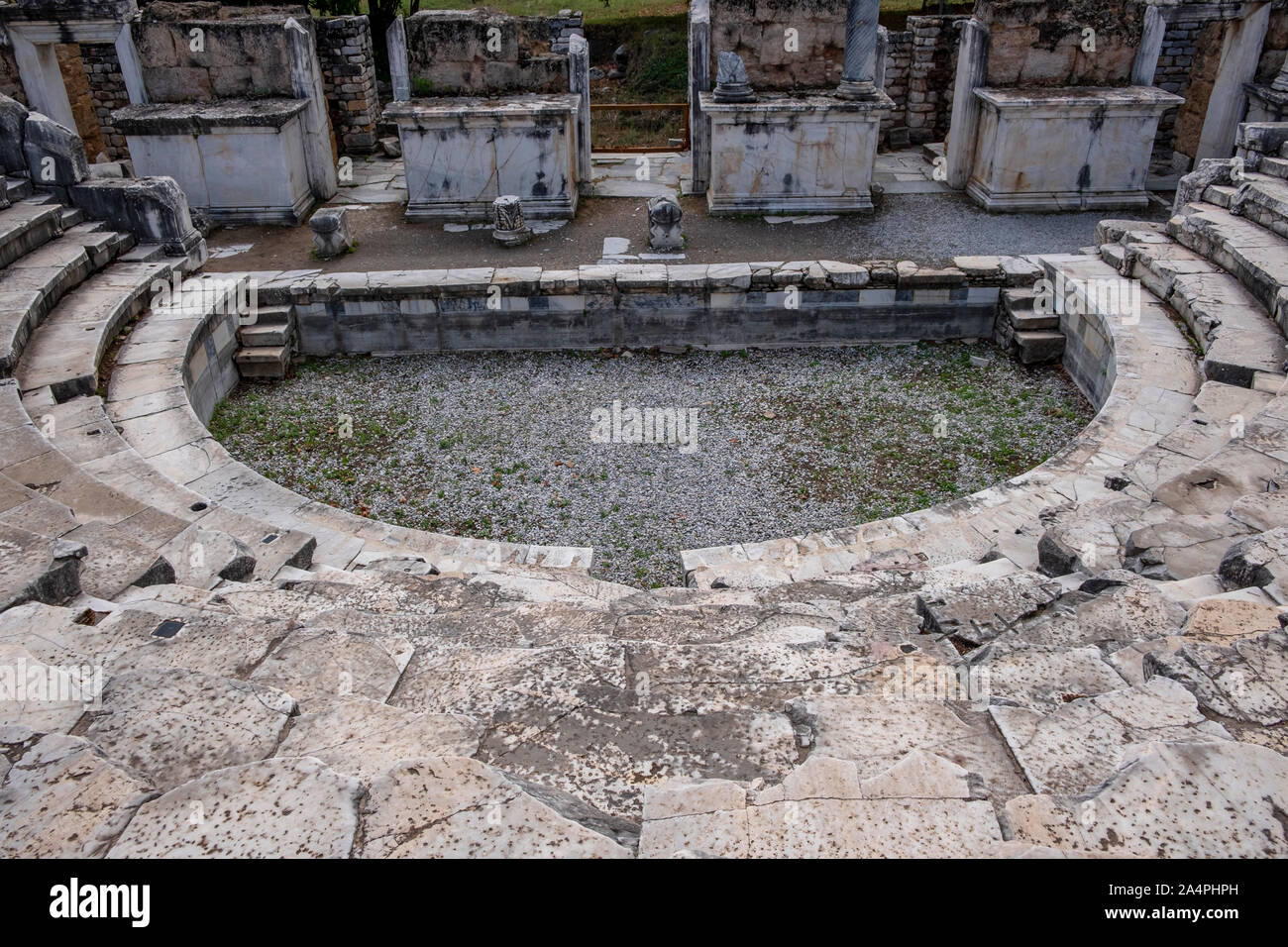 Die UNESCO-Welterbe. Die archäologische Stätte von Aphrodisias. Die Straßen in der Stadt gehören der Tempel, Theater, eine Agora und Badewanne Komplex Stockfoto