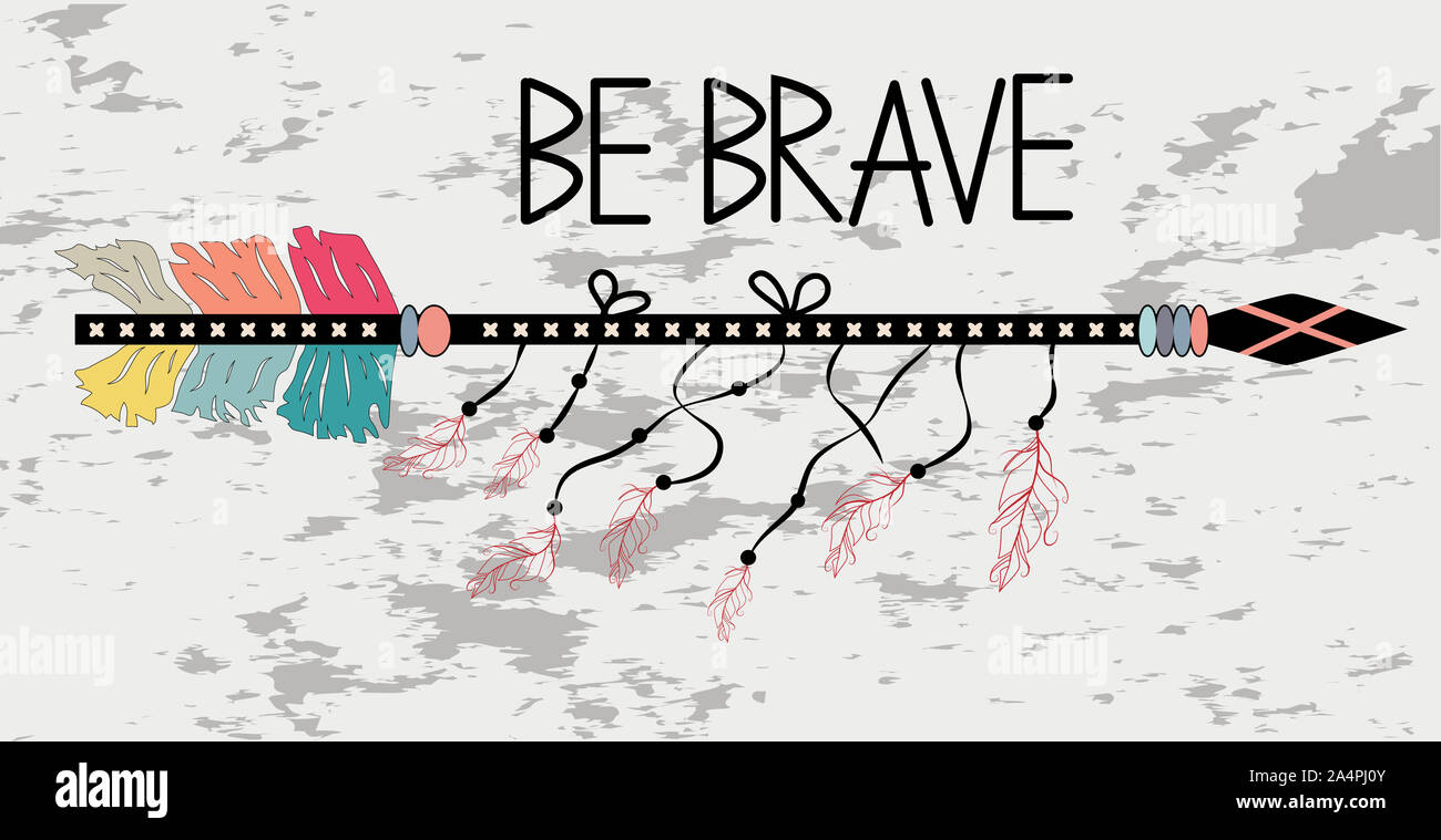 Tapfer zu sein. Inspirierende Zitat. Moderne Kalligraphie Phrase mit
