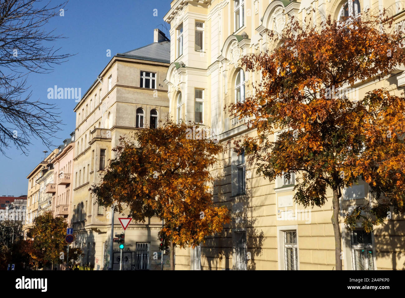Wohnhäuser Vinohrady in Prag in der Tschechischen Republik Stockfoto