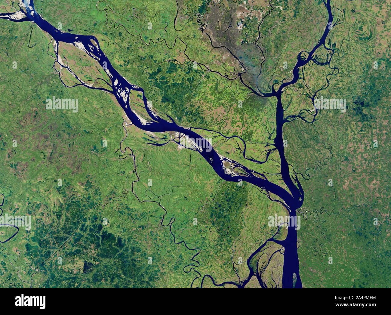 Satellitenansicht von Padma Fluss, Bangladesch, Januar 20, 2018, von der NASA/Joshua Stevens/DPA Stockfoto
