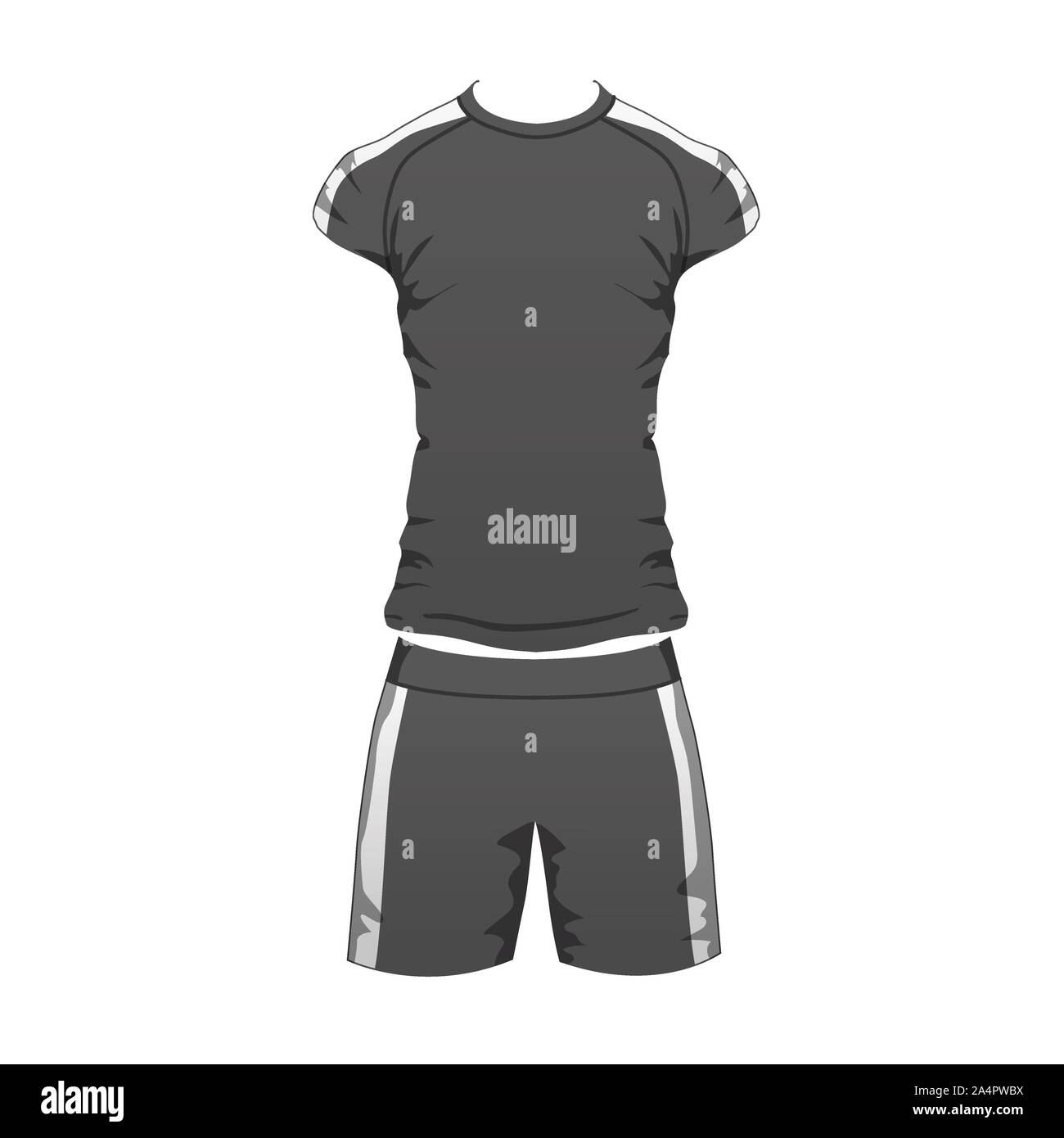 Herren Sport Outfit Anzug Vorlage, Laufen Gym Sportbekleidung, Trainingsanzug Fitness T-Shirt und Shorts. Kurze Männliche sport Bekleidung für Ausbildung, ausführen. Vektor isoliert Design auf weißem Hintergrund. Stock Vektor