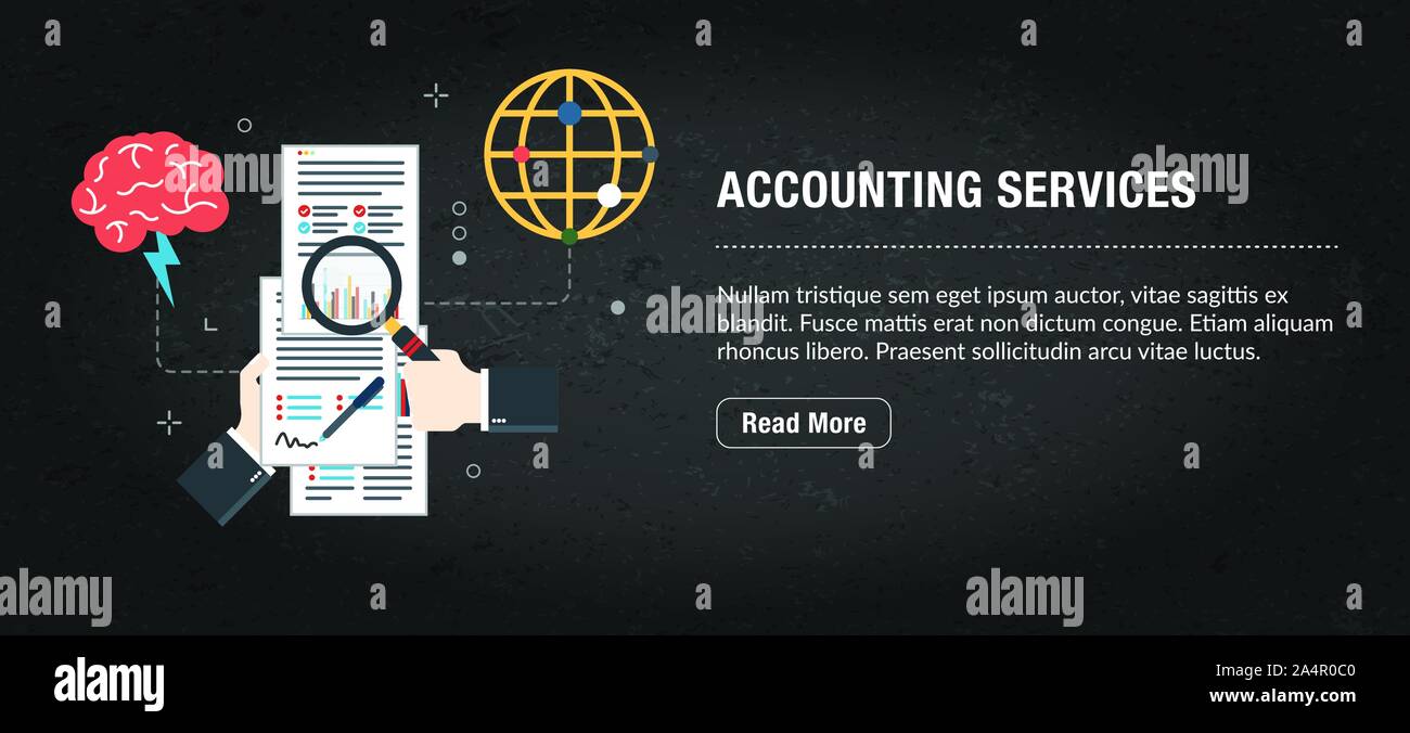 Web Banner für digitales Marketing oder online Werbung auf Webseite, Internet ad, Social Media oder mobile App. Web Banner mit Ikonen des Business, Finanzierung Stock Vektor