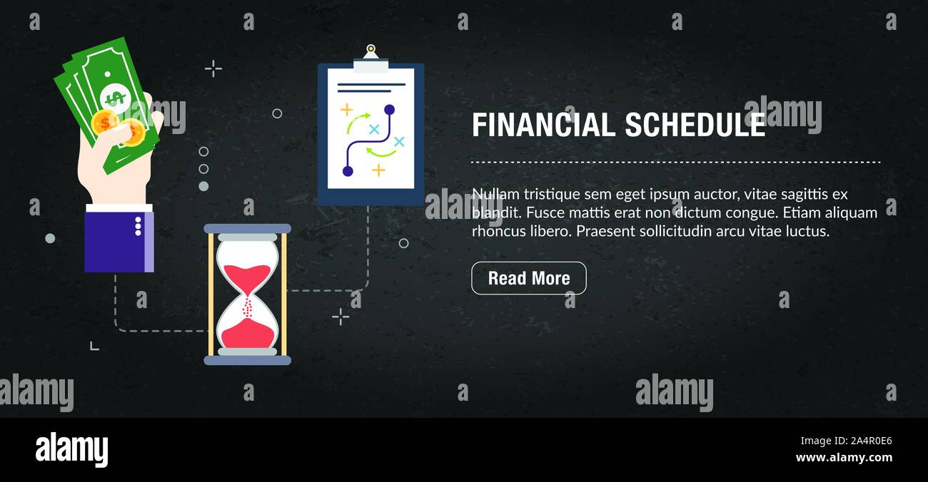 Web Banner für digitales Marketing oder online Werbung auf Webseite, Internet ad, Social Media oder mobile App. Web Banner mit Ikonen des Business, Finanzierung Stock Vektor