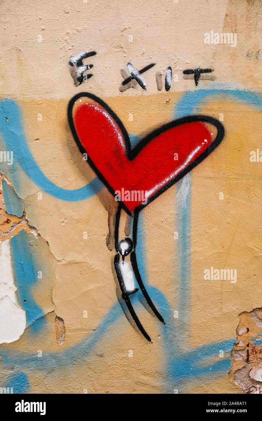 Graffiti Kunst an der Wand des Wohnhauses in Trastevere in Rom, Italien Stockfoto