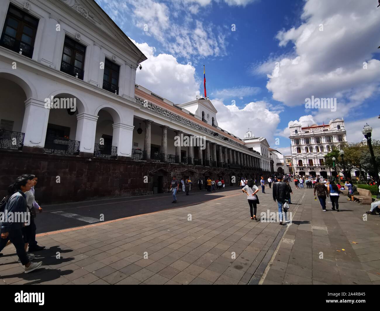 Quito, Ecuador, 29. September 2019: Blick auf die Altstadt von Quito, Ecuador. Von der Unesco proklamierten Stockfoto