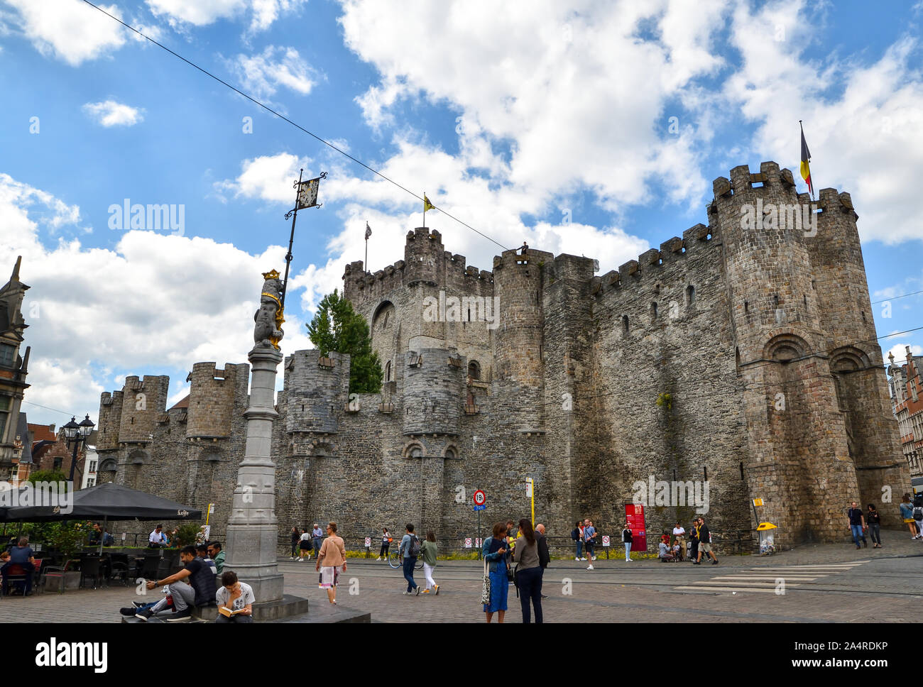 Gent, Belgien - 21. Juni 2019: Burg Gravensteen in Gent. Stockfoto