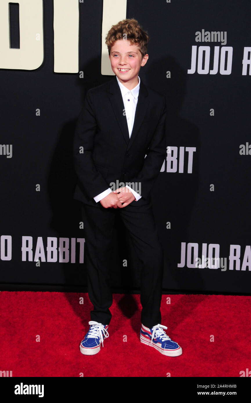 Los Angeles, Kalifornien, USA 15. Oktober 2019 Schauspieler Roman Griffin Davis besucht Fox Searchlight Pictures präsentiert "Jojo Kaninchen" Los Angeles Premiere am Oktober 15, 2019 in Hollywood American Legion Post 43 in Los Angeles, Kalifornien, USA. Foto von Barry King/Alamy leben Nachrichten Stockfoto