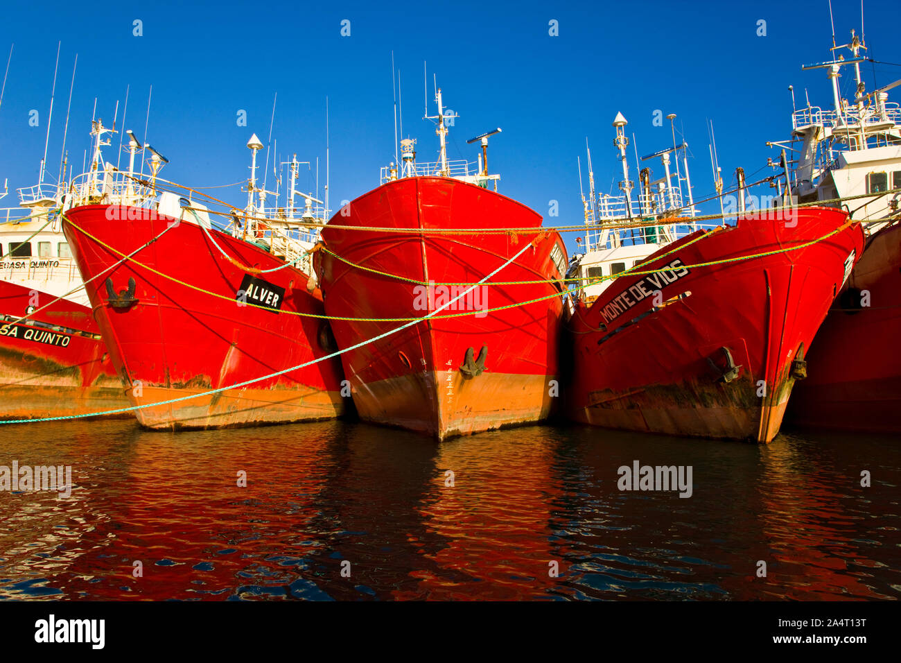 Barcos pesqueros, Ria Deseado, Puerto Deseado, Patagonien, Argentinien Stockfoto