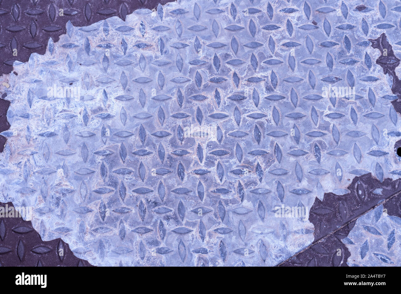 Graues metall Textur mit sich wiederholenden Blatt Designs Stockfoto