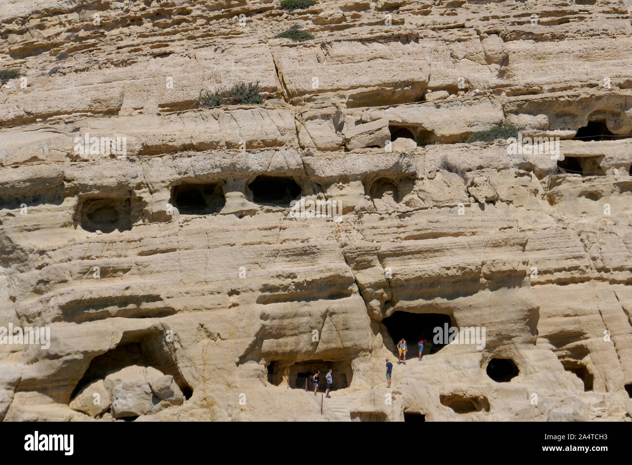 Berühmte Strand von Matala auf Kreta in Griechenland Stockfoto