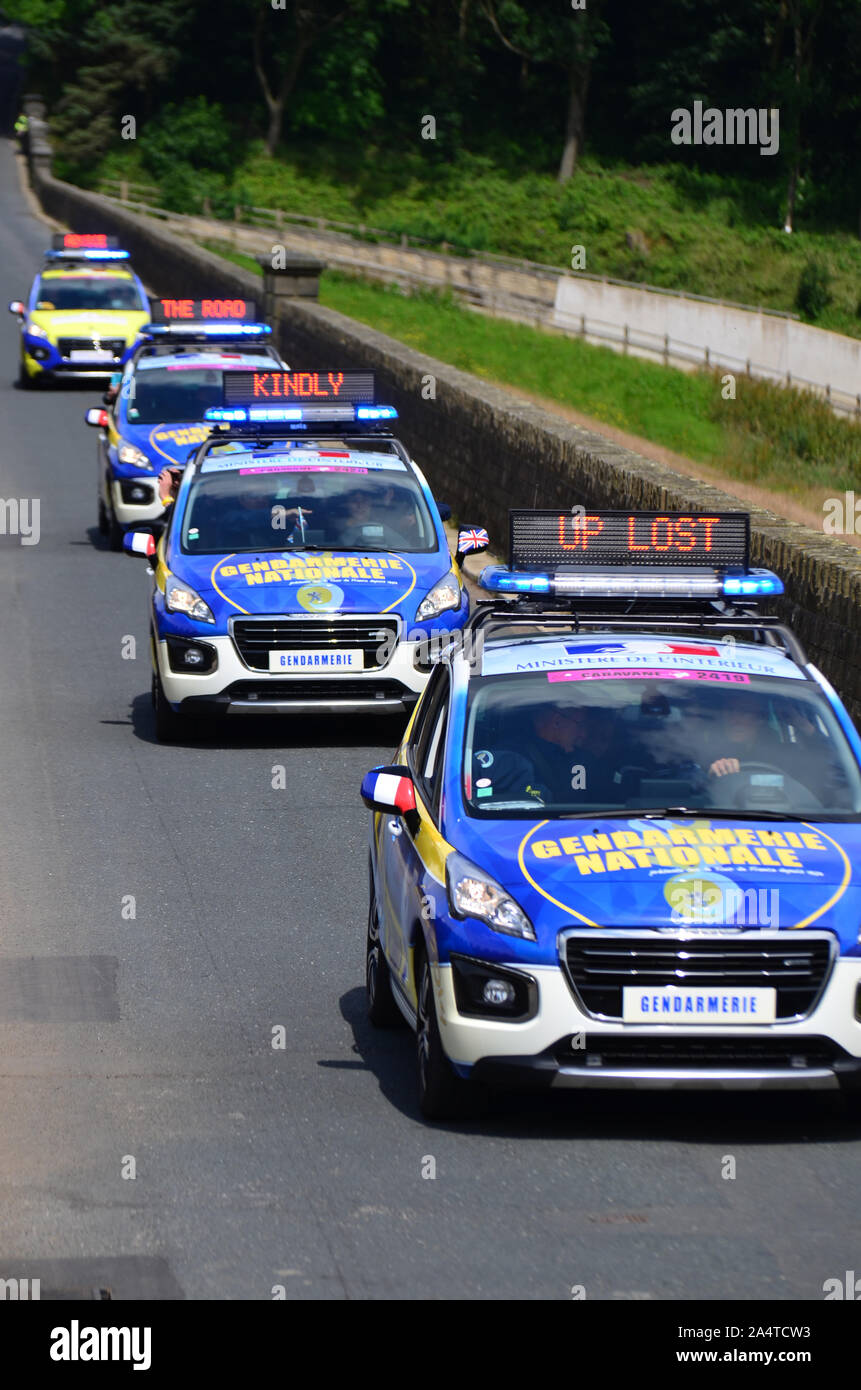 Französische Polizei Autos, Grand Abfahrt 2014, Tour de France Stockfoto