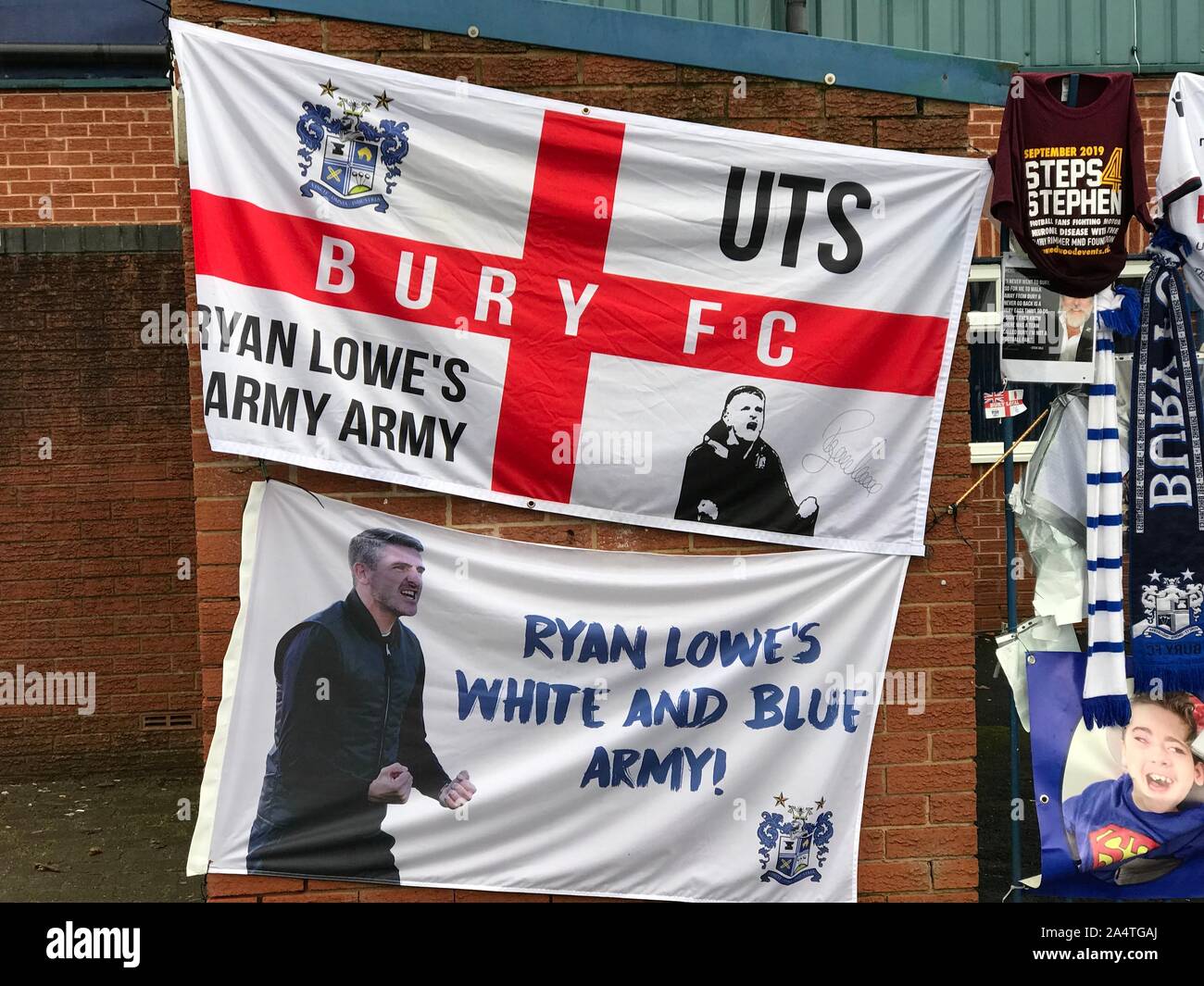 Bury, Lancashire, UK. 15. Oktober 2019, Bury Football Club, Gigg Lane, Bury, Lancashire, UK. Bury Football Club face High Court in London. Kredit: Kredite: Matt Pennington/PennPix/Alamy leben Nachrichten Stockfoto