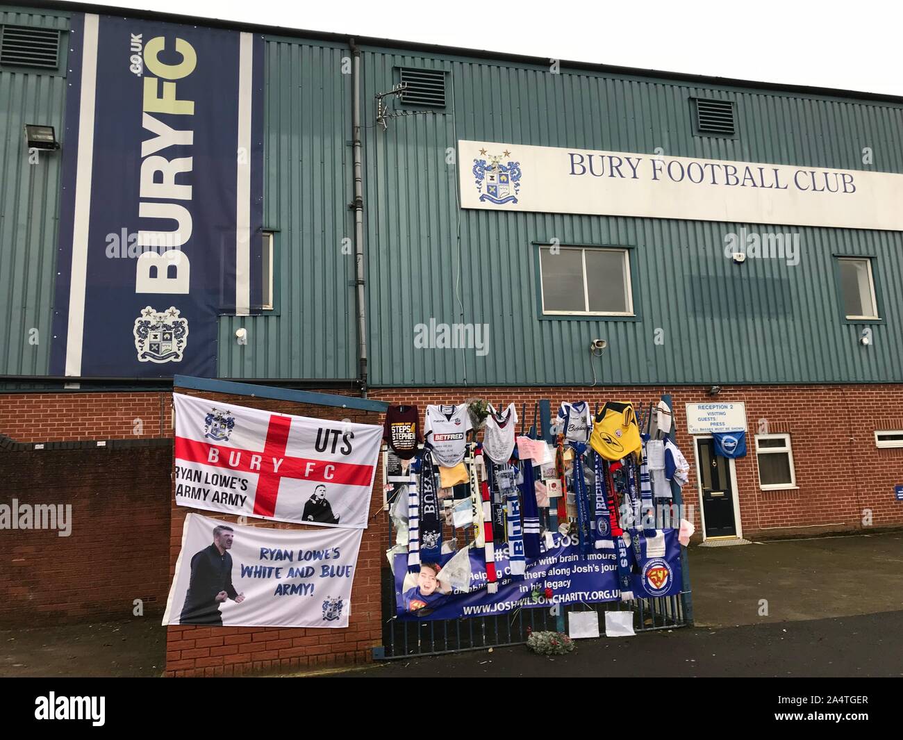 Bury, Lancashire, UK. 15. Oktober 2019, Bury Football Club, Gigg Lane, Bury, Lancashire, UK. Bury Football Club face High Court in London. Kredit: Kredite: Matt Pennington/PennPix/Alamy leben Nachrichten Stockfoto