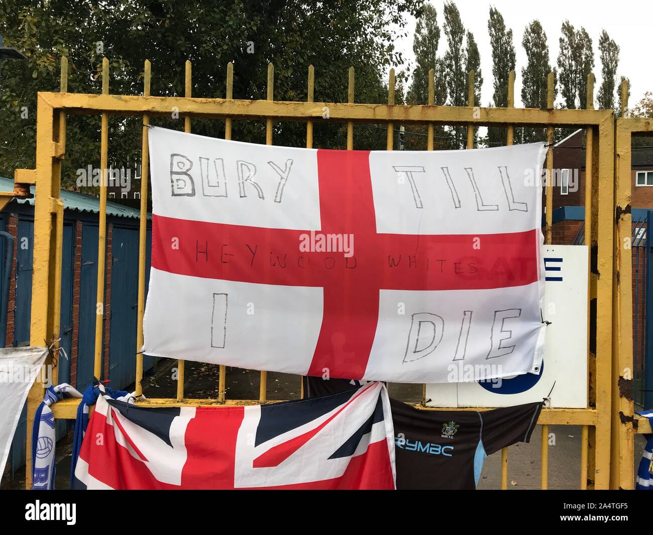 Bury, Lancashire, UK. 15. Oktober 2019, Bury Football Club, Gigg Lane, Bury, Lancashire, UK. Bury Football Club face High Court in London. Kredit: Kredite: Matt Pennington/PennPix/Alamy leben Nachrichten Stockfoto