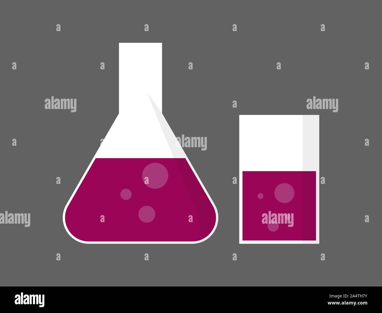Kolben mit Blut Symbole, Labor Chemie Glaswaren. Blutanalyse. Vector Illustration Stock Vektor