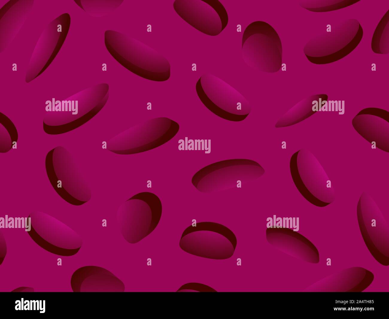 Rote Blutkörperchen nahtlose Muster. Blutgerinnsel unter dem Mikroskop, Erythrozyten, Hämoglobin Moleküle. Vector Illustration Stock Vektor