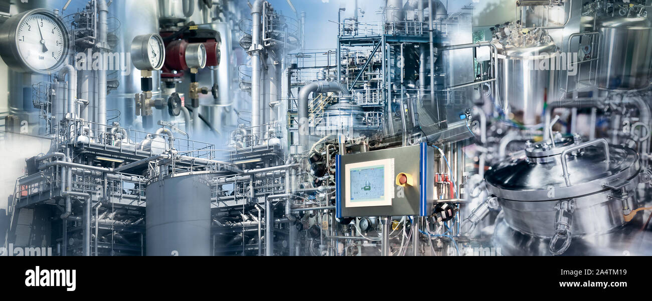 Produktionsanlagen der chemischen Industrie und pharmazeutischen Industrie Stockfoto