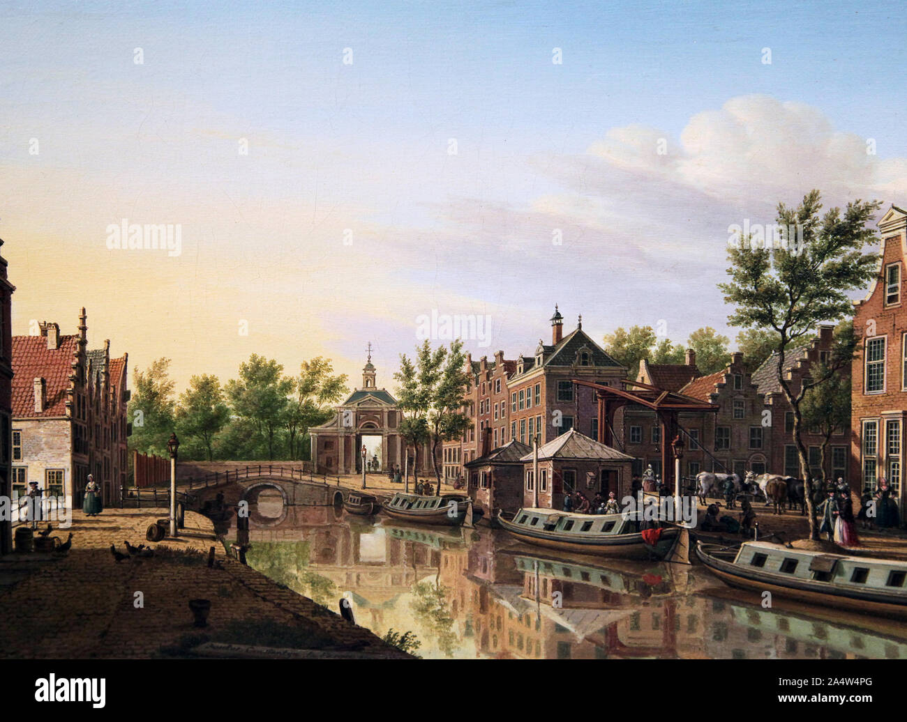 Ansicht der Korte Mare in Leiden in den Niederlanden ein Gemälde von Paulus Constantijn la Fargue, auch Konstantin Paul Lafargue (1729-1782) niederländischer Maler. Stockfoto