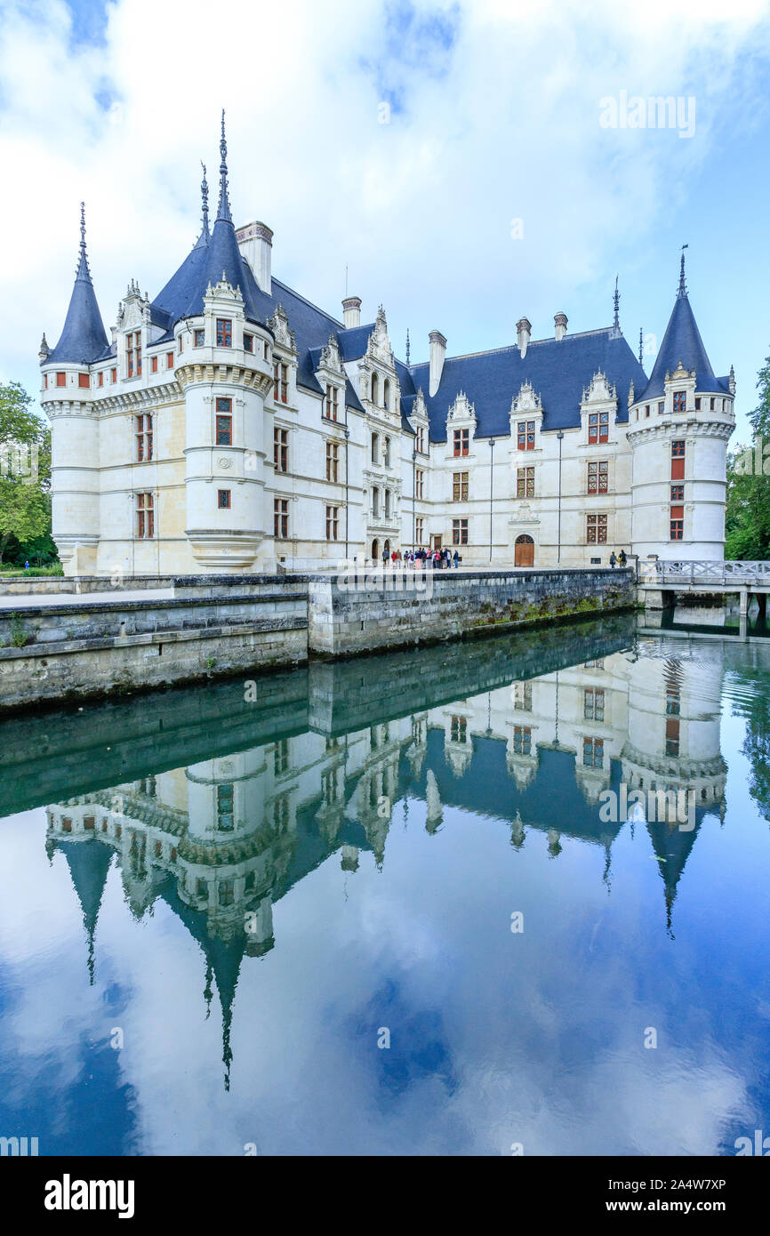 Frankreich, Indre et Loire, Loire Tal als Weltkulturerbe von der UNESCO, Azay-le-Rideau, Park und Schloss von Azay-le-Rideau, Innenhof des Cas Stockfoto