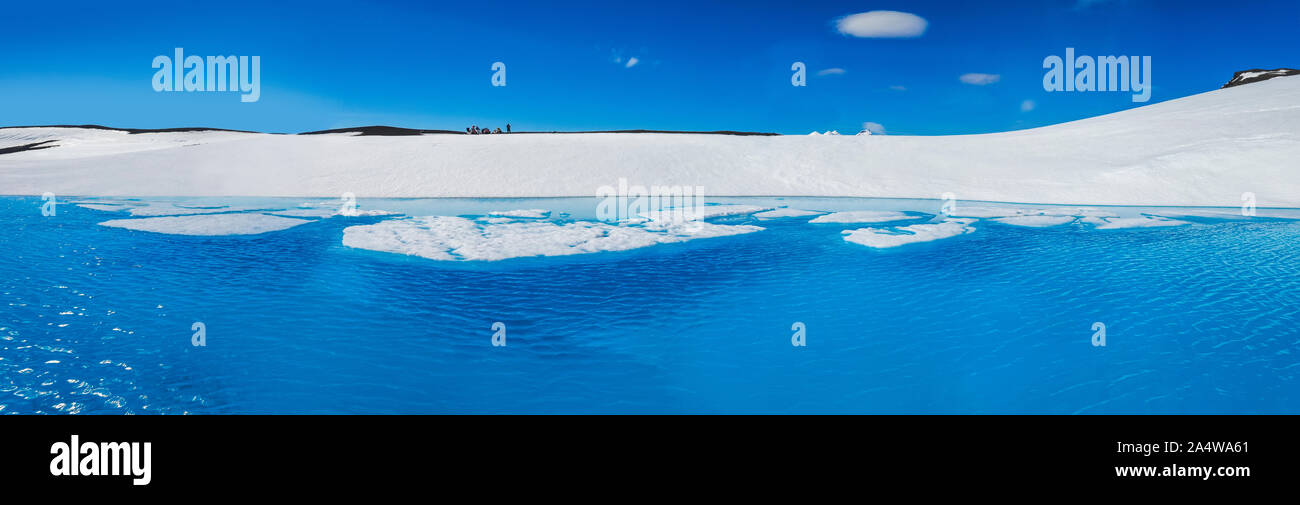 Blue Pools von Schmelzwasser, Kisubotnar, in der Nähe von Hofsjokull Ice Cap, Icelandd Stockfoto