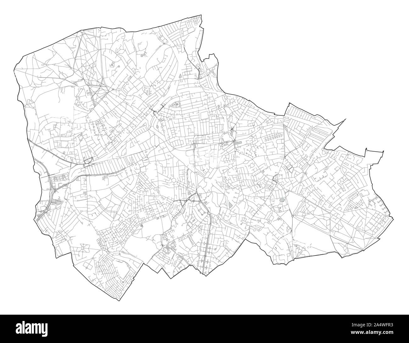 Sat-Blick auf den Londoner Stadtteilen, Karte und Straßen von Merton Borough. England Stock Vektor