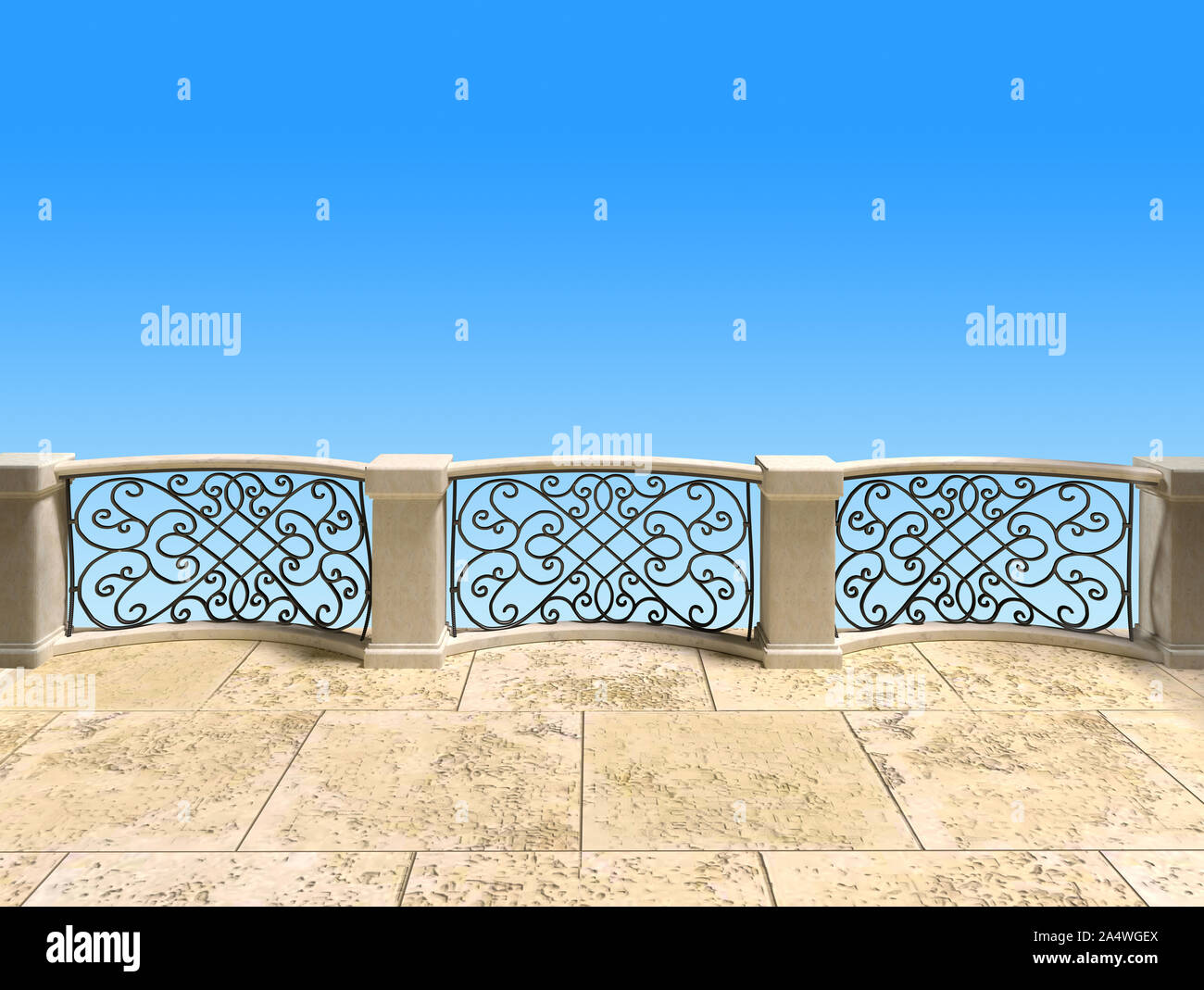 Klassischen Stil Balkon mit Metall Ziergitter. Illustrationn - 3D-Rendering Stockfoto