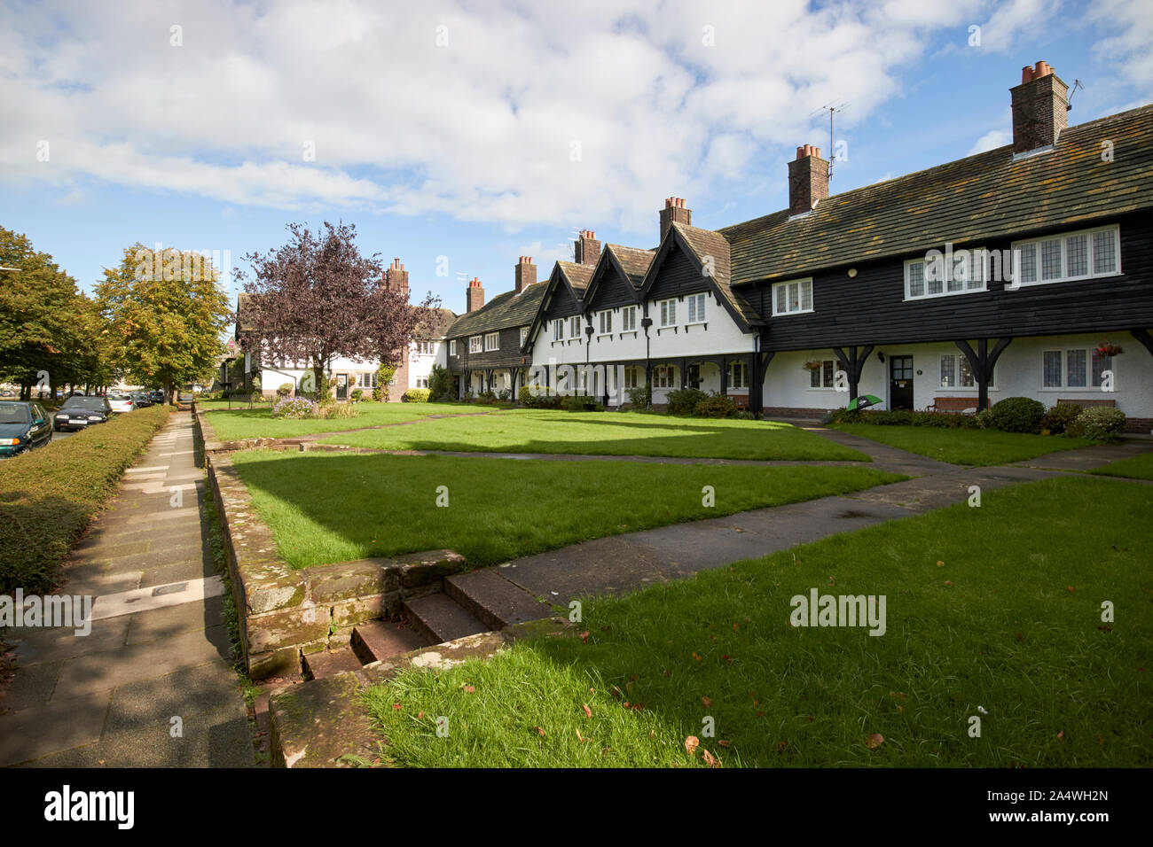 Reihenhäuser von James lomax Simpson 5-20 König Georges Drive Port Sunlight England Großbritannien Stockfoto