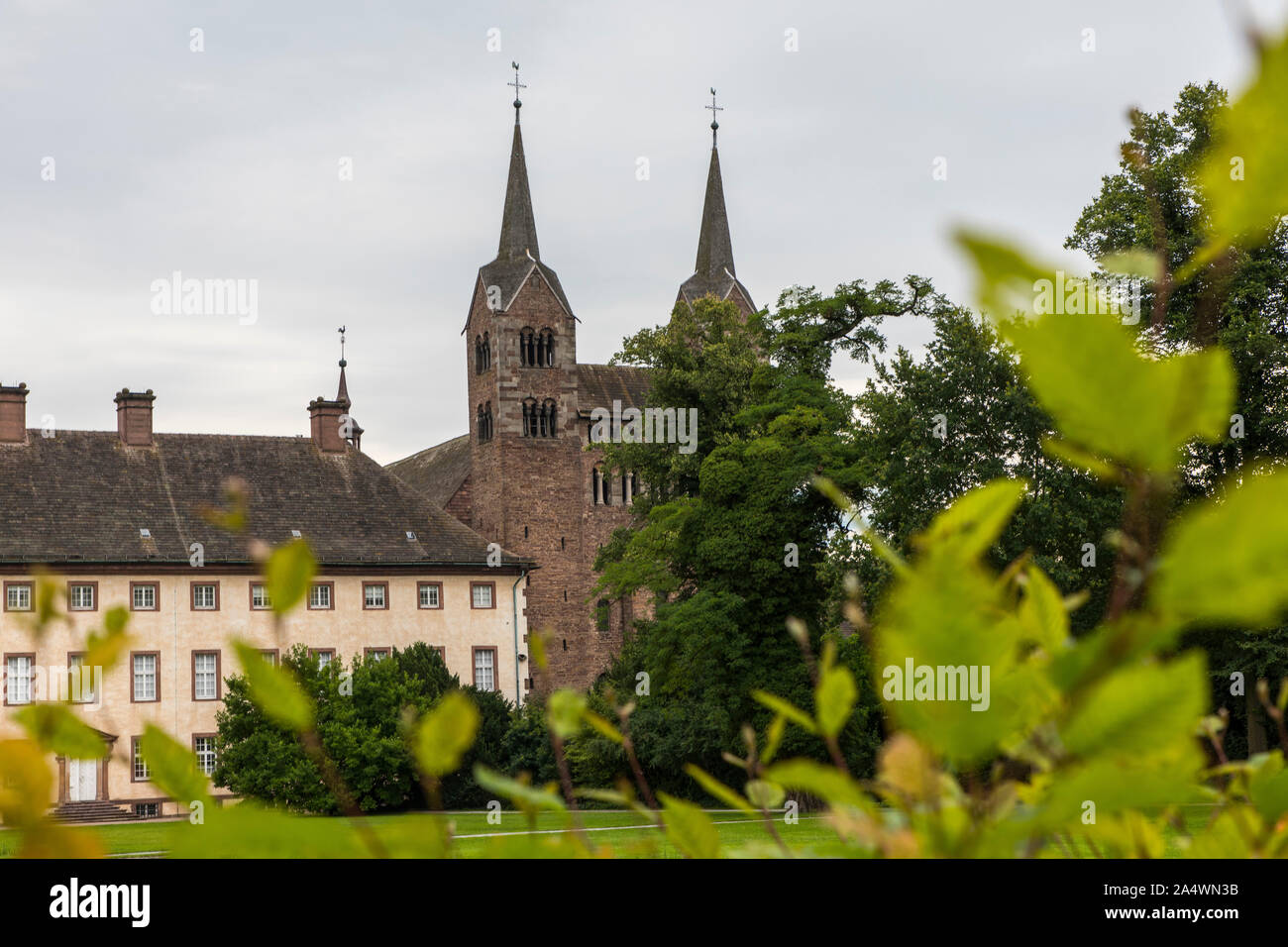 Weltkulturerbe Corlvey Castle, ehemalige Benediktinerabtei, in der Nähe von Höxter, Abtei Kirche, Stockfoto