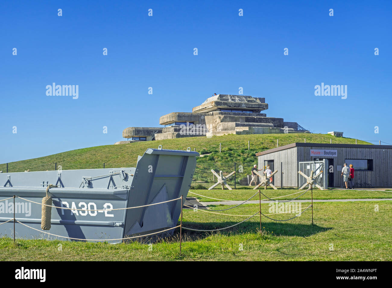 Musée Mémoire 39-45, WK 2-Museum in deutscher Graf Spee Schiffsartillerie Batterie command Post, Plougonvelin, Finistère, Bretagne, Frankreich Stockfoto