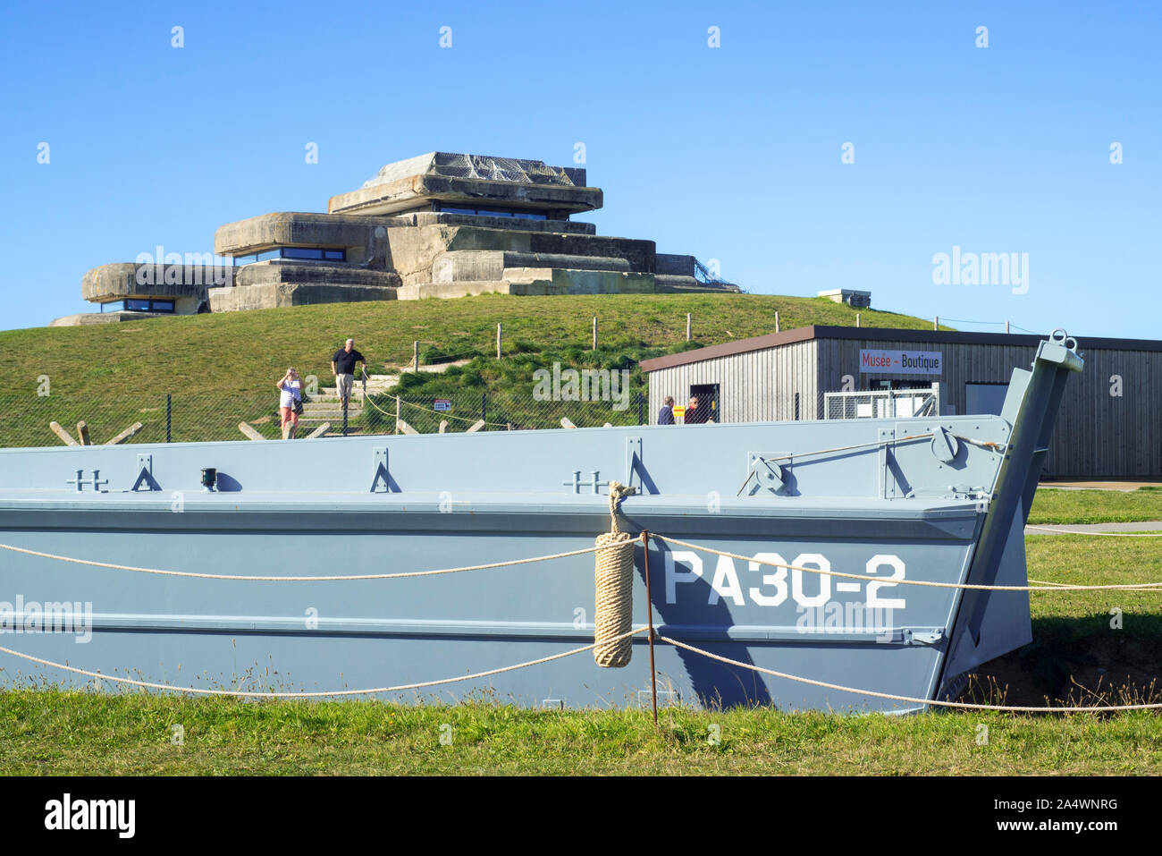 Musée Mémoire 39-45, WK 2-Museum in deutscher Graf Spee Schiffsartillerie Batterie command Post, Plougonvelin, Finistère, Bretagne, Frankreich Stockfoto