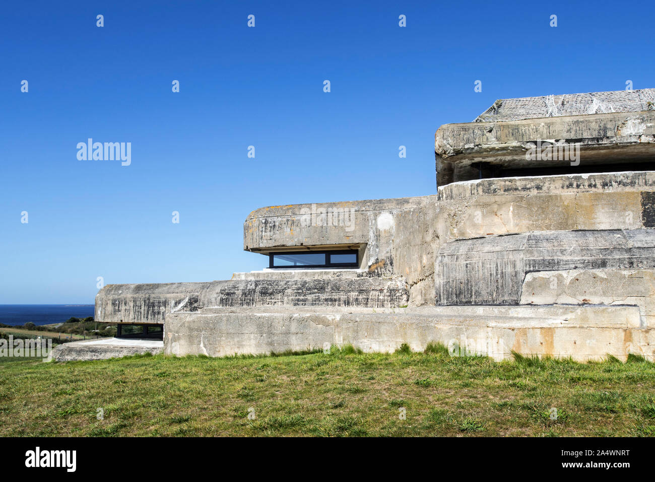 Musée Mémoire 39-45, WK 2-Museum in deutscher Graf Spee Schiffsartillerie Batterie command Post, Plougonvelin, Finistère, Bretagne, Frankreich Stockfoto