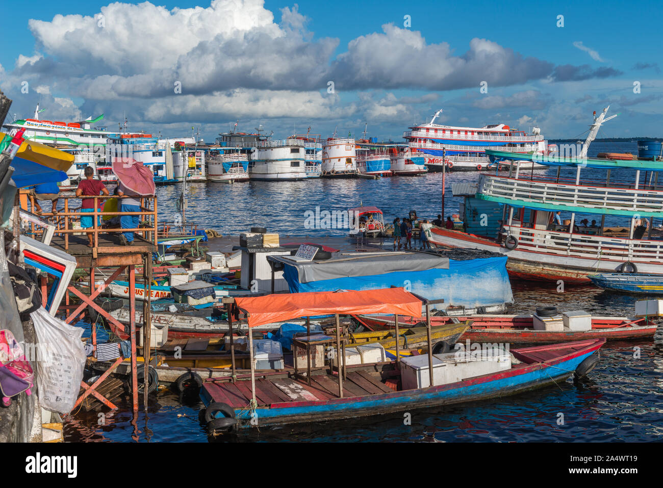 Porto Flutante oder Schwimmenden Hafen, Manaus, Amazonas, Brasilien, Lateinamerika Stockfoto