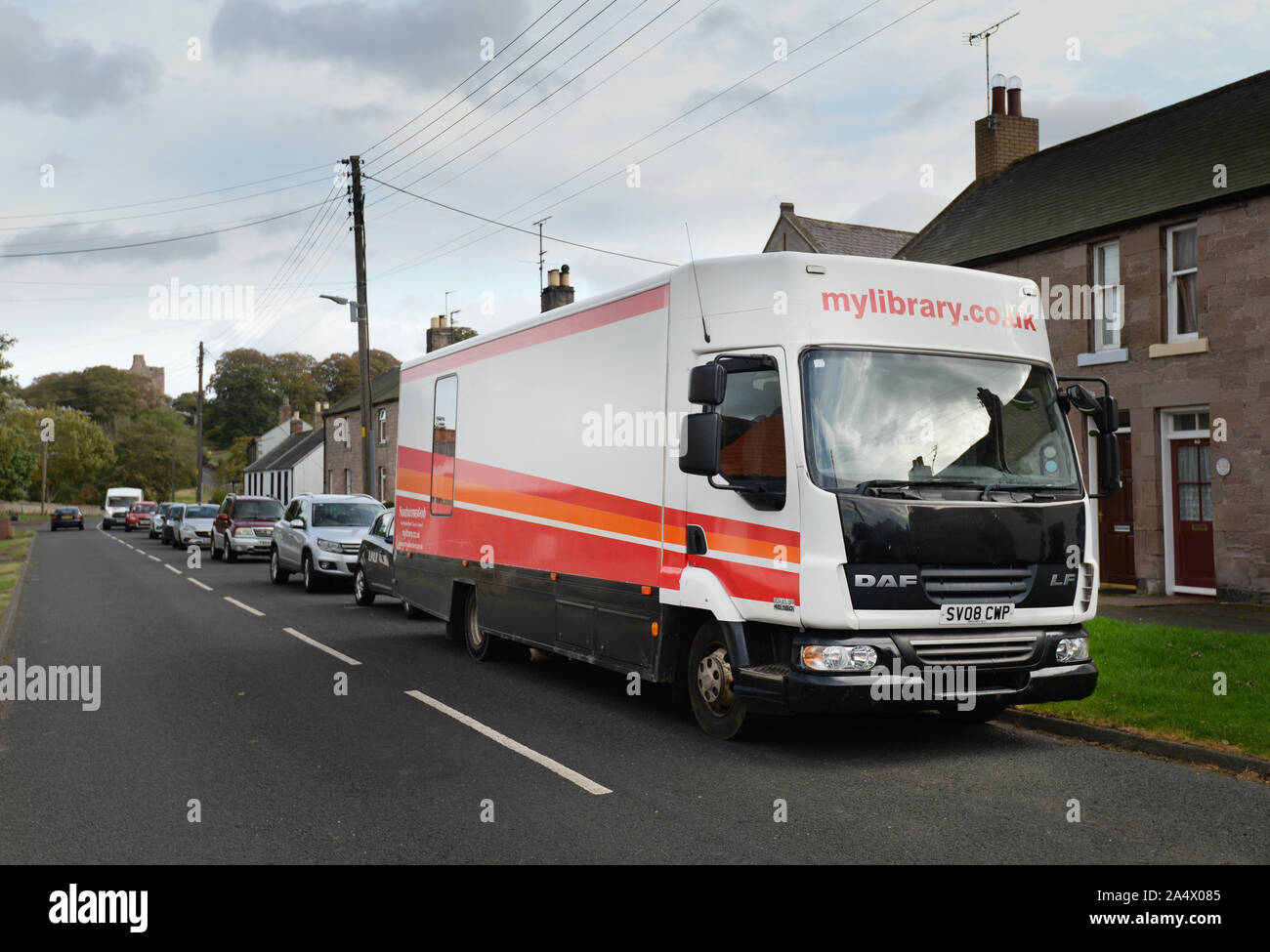 Mobile Bibliothek van in Norham, Northumberland, Stockfoto