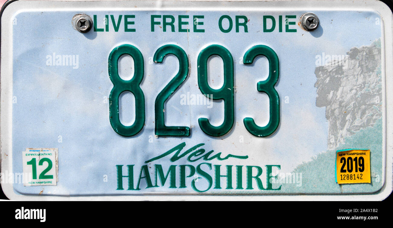 Nummernschild New Hampshire, USA Stockfoto